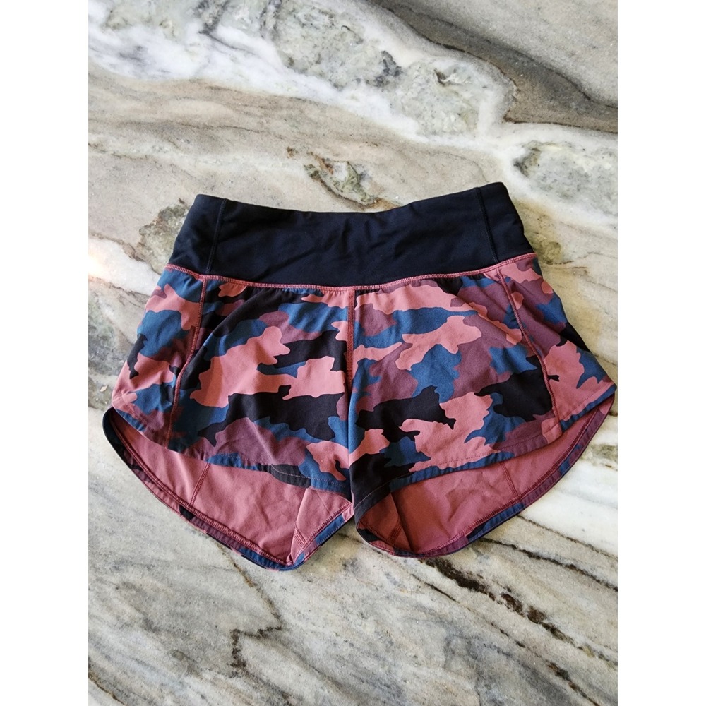 Lululemon Speed Up Short 4" Multicolor Camo Smokey Red Night Sea‎ Multi/Black 2